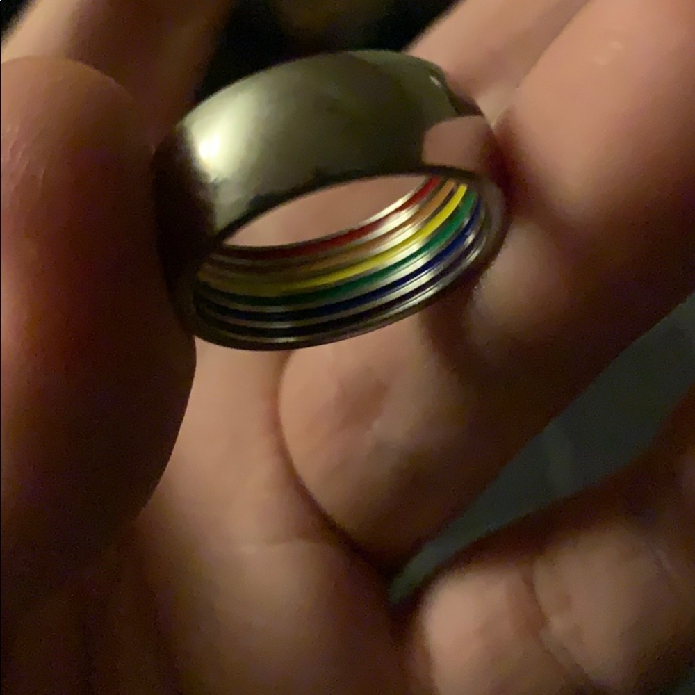 Men’s rainbow band ring